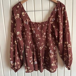 NWT Madewell smocked floral blouse